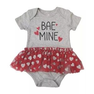 Way to Celebrate Bae Be Mine Valentines Day Tulle Skirt Tutu Bodysuit 24M